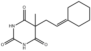 5-(2-シクロヘキシリデンエチル)-5-メチル-2,4,6(1H,3H,5H)-ピリミジントリオン 化学構造式
