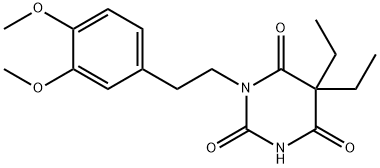 5,5-ジエチル-1-(3,4-ジメトキシフェネチル)バルビツル酸 化学構造式