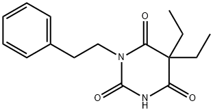 5,5-ジエチル-1-フェネチルバルビツル酸 化学構造式