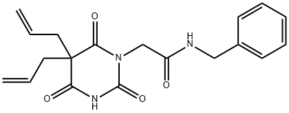 5,5-Diallyl-1-(N-benzylcarbamoylmethyl)-2,4,6(1H,3H,5H)-pyrimidinetrione 结构式