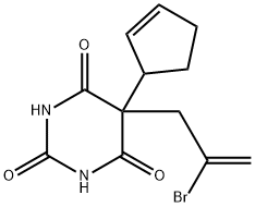 5-(2-ブロモ-2-プロペニル)-5-(2-シクロペンテニル)-2,4,6(1H,3H,5H)-ピリミジントリオン 化学構造式