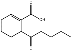 6-(1-オキソペンチル)-1-シクロヘキセン-1-カルボン酸 化学構造式