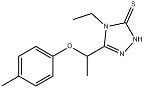 4-エチル-5-[1-(4-メチルフェノキシ)エチル]-4H-1,2,4-トリアゾール-3-チオール 化学構造式