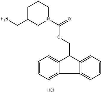 3-(アミノメチル)ピペリジン-1-カルボン酸9H-フルオレン-9-イルメチル塩酸塩 化学構造式