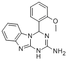4-(2-メトキシフェニル)-1,4-ジヒドロ[1,3,5]トリアジノ[1,2-A]ベンズイミダゾール-2-アミン 化学構造式