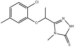 5-[1-(2-クロロ-5-メチルフェノキシ)エチル]-4-メチル-4H-1,2,4-トリアゾール-3-チオール 化学構造式