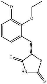 (5E)-5-(2-エトキシ-3-メトキシベンジリデン)-2-メルカプト-1,3-チアゾール-4(5H)-オン 化学構造式
