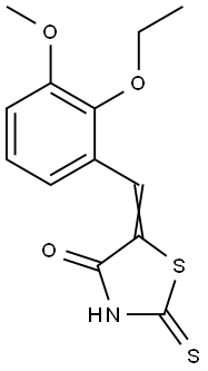 (5E)-5-(2-エトキシ-3-メトキシベンジリデン)-2-メルカプト-1,3-チアゾール-4(5H)-オン 化学構造式