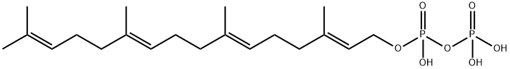 二りん酸α-[(2E,6E,10E)-3,7,11,15-テトラメチル-2,6,10,14-ヘキサデカテトラエニル] 化学構造式