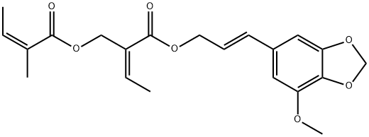 (Z)-2-メチル-2-ブテン酸(Z)-2-[[[3-(7-メトキシ-1,3-ベンゾジオキソール-5-イル)-2-プロペニル]オキシ]カルボニル]-2-ブテニル 化学構造式