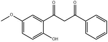 1-(2-ヒドロキシ-5-メトキシフェニル)-3-フェニルプロパン-1,3-ジオン 化学構造式