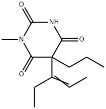 5-(1-エチル-1-プロペニル)-1-メチル-5-プロピルバルビツル酸 化学構造式