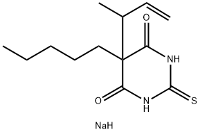 5-(1-メチル-2-プロペニル)-5-ペンチル-2-ソジオチオ-4,6(1H,5H)-ピリミジンジオン 化学構造式
