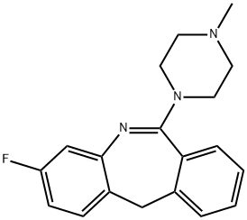 3-フルオロ-6-(4-メチルピペラジノ)-11H-ジベンゾ[b,e]アゼピン 化学構造式