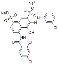 6-[(3-Chlorophenyl)azo]-4-[(2,4-dichlorobenzoyl)amino]-5-hydroxy-1,7-naphthalenedisulfonic acid disodium salt 结构式
