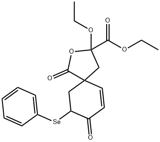 3-Ethoxy-1,8-dioxo-9-phenylseleno-2-oxaspiro[4.5]dec-6-ene-3-carboxylic acid ethyl ester Structure