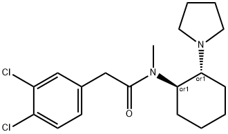 3,4-ジクロロ-N-メチル-N-[2α-(ピロリジン-1-イル)シクロヘキサン-1β-イル]ベンゼンアセトアミド 化学構造式