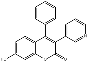 7-ヒドロキシ-4-フェニル-3-(3-ピリジル)-2H-1-ベンゾピラン-2-オン 化学構造式