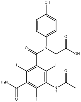 N-[3-(Acetylamino)-5-carbamoyl-2,4,6-triiodobenzoyl]glycine Struktur