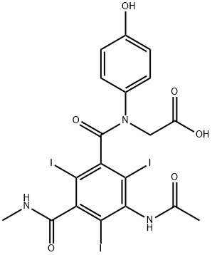 N-[3-(Acetylamino)-5-methylaminocarbonyl-2,4,6-triiodobenzoyl]glycine,67227-34-3,结构式