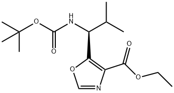 (S)-ETHYL 5-(1-(TERT-BUTOXYCARBONYLAMINO)-2-METHYLPROPYL)OXAZOLE-4-CARBOXYLATE 结构式