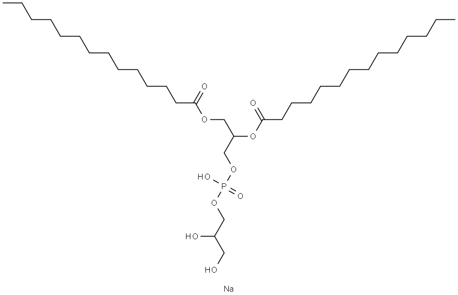 (2S)-3-O-(1-O,2-O-ジミリストイル-L-グリセロ-3-ホスホ)グリセロール 化学構造式