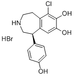 6-chloro-2,3,4,5-tetrahydro-7,8-dihydroxy-1-(4-hydroxyphenyl)-1H-3-benzazepinium bromide Struktur