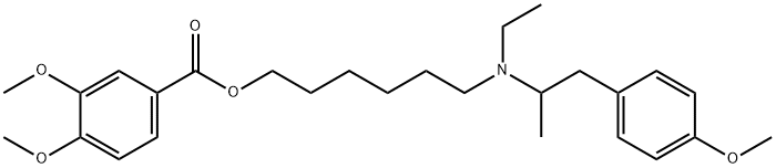 3,4-ジメトキシ安息香酸6-[エチル(4-メトキシ-α-メチルフェネチル)アミノ]ヘキシル 化学構造式
