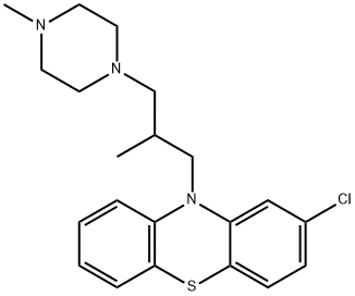2-クロロ-10-[2-メチル-3-(4-メチルピペラジノ)プロピル]-10H-フェノチアジン 化学構造式