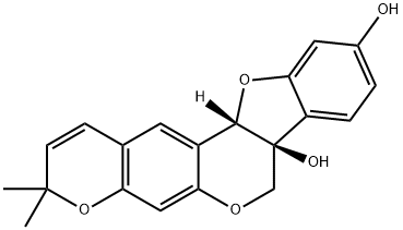 (12aα)-3,3-ジメチル-3H,7H-ベンゾフロ[3,2-c]ピラノ[3,2-g][1]ベンゾピラン-7aα,10(12aH)-ジオール 化学構造式