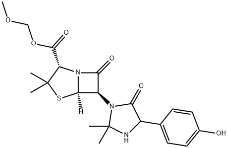 METHOXYMETHYL 7-[4-(4-HYDROXYPHENYL)-2,2-DIMETHYL-5-OXO-IMIDAZOLIDIN-1-YL]-3,3-DIMETHYL-6-OXO-2-THIA-5-AZABICYCLO[3.2.0]HEPTANE-4-CARBOXYLATE Structure