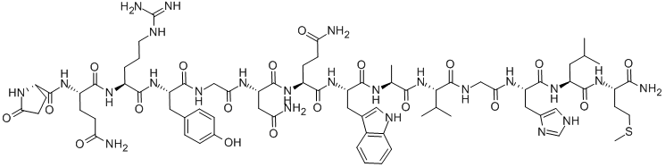 PYR-GLN-ARG-TYR-GLY-ASN-GLN-TRP-ALA-VAL-GLY-HIS-LEU-MET-NH2 Structure