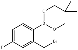 2-Bromomethyl-4-fluorophenylboronic acid neopentyl glycol ester Structure