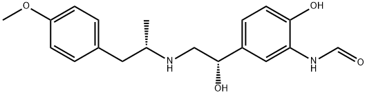 N-[2-ヒドロキシ-5-[(S)-1-ヒドロキシ-2-[[(S)-2-(4-メトキシフェニル)-1-メチルエチル]アミノ]エチル]フェニル]ホルムアミド 化学構造式