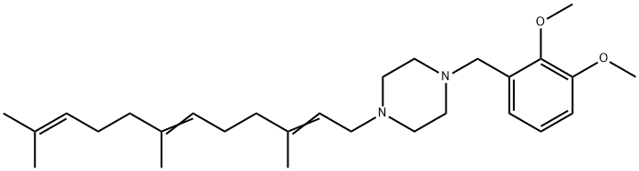 1-(2,3-ジメトキシベンジル)-4-(3,7,11-トリメチル-2,6,10-ドデカトリエニル)ピペラジン 化学構造式