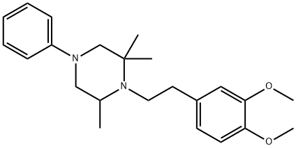 1-(3,4-ジメトキシフェネチル)-4-フェニル-2,2,6-トリメチルピペラジン 化学構造式