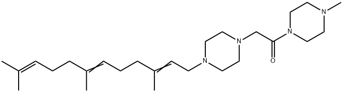 1-(4-メチル-1-ピペラジニルアセチル)-4-(3,7,11-トリメチル-2,6,10-ドデカトリエニル)ピペラジン 化学構造式