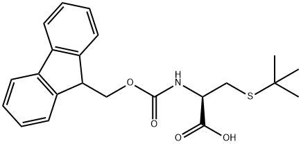 N-[(9H-フルオレン-9-イルメトキシ)カルボニル]-S-(tert-ブチル)-L-システイン 化学構造式