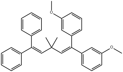 1,1'-(3,3-Dimethyl-5,5-diphenyl-1,4-pentadiene-1,1-diyl)bis(3-methoxybenzene),67437-03-0,结构式