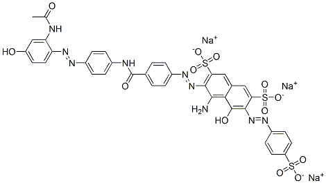 trisodium 3-[[4-[[[4-[[2-(acetylamino)-4-hydroxyphenyl]azo]phenyl]amino]carbonyl]phenyl]azo]-4-amino-5-hydroxy-6-[(4-sulphonatophenyl)azo]naphthalene-2,7-disulphonate Struktur