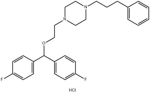 1-[2-[ビス(4-フルオロフェニル)メトキシ]エチル]-4-(3-フェニルプロピル)ピペラジン 化学構造式