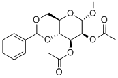 Methyl-4,6-di-O-benzylidene-2,3-di-O-acetyl-α-D-mannopyranoside Struktur