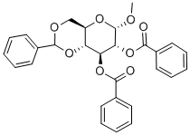 メチル2,3-ジ-O-ベンゾイル-4,6-O-ベンジリデン-α-D-グルコピラノシド 化学構造式