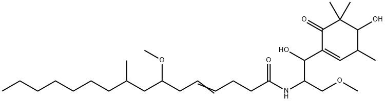 N-[2-Hydroxy-2-(4-hydroxy-3,5,5-trimethyl-6-oxo-1-cyclohexen-1-yl)-1-(methoxymethyl)ethyl]-7-methoxy-9-methyl-4-hexadecenamide,67488-05-5,结构式