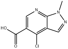 4-クロロ-1-メチル-1H-ピラゾロ[3,4-B]ピリジン-5-カルボン酸 化学構造式