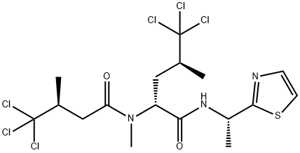 (2R,4S)-5,5,5-Trichloro-4-methyl-2-[methyl[(S)-4,4,4-trichloro-3-methyl-1-oxobutyl]amino]-N-[(S)-1-(2-thiazolyl)ethyl]pentanamide Struktur