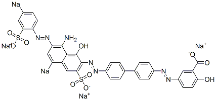 5-[[4'-[[8-Amino-1-hydroxy-7-[(4-sodiosulfophenyl)azo]-5-sodiosulfo-2-naphthalenyl]azo]-1,1'-biphenyl-4-yl]azo]-2-hydroxybenzoic acid sodium salt Structure