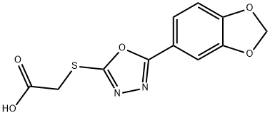 2-((5-(苯并[D][1,3]二氧戊环-5-基)-1,3,4-噁二唑-2-基)硫)乙酸, 67572-43-4, 结构式