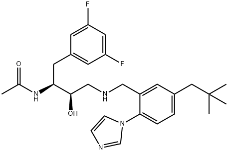 AcetaMide, N-[(1S,2R)-1-[(3,5-difluorophenyl)Methyl]-3-[[[5-(2,2-diMethylpropyl)-2-(1H-iMidazol-1-yl)phenyl]Methyl]aMino]-2-hydroxypropyl]- 化学構造式