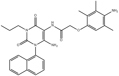 Acetamide,  N-[6-amino-1,2,3,4-tetrahydro-1-(1-naphthalenyl)-2,4-dioxo-3-propyl-5-pyrimidinyl]-2-(4-amino-2,3,5-trimethylphenoxy)- Struktur